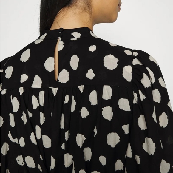 Aligne Anthropologie Glossy mono spot mini 100% organic cotton dress w/pin tucks - Picture 3 of 10